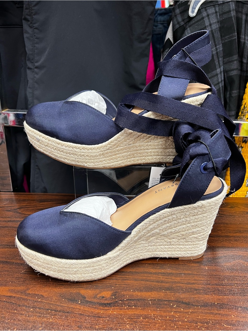 NEW!! Lane Bryant Navy Dream Cloud Ankle-Tie Espadrille Wedges - Size 9 Wide